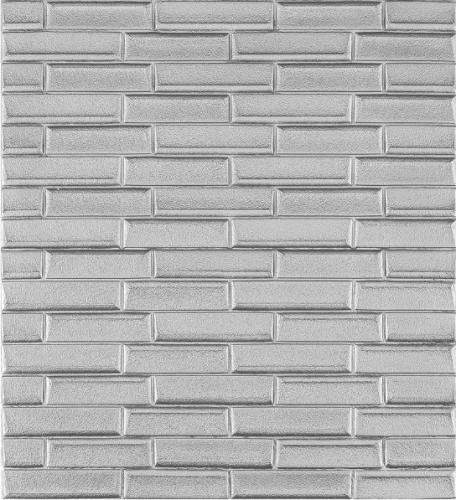Стеновая самоклеящаяся ПВХ панель листовая Lako Decor LKD-06-05-04 (Серебристо-серый) фото в интерьере