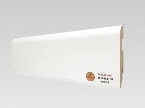Плинтус напольный МДФ TeckWood Белый Прямой (80х16) фото в интерьере
