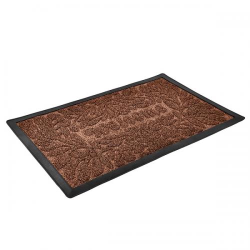 Рельефный полипропиленовый коврик Vortex Grass "Welcome" (22523) коричневый, 50x80 см фото в интерьере